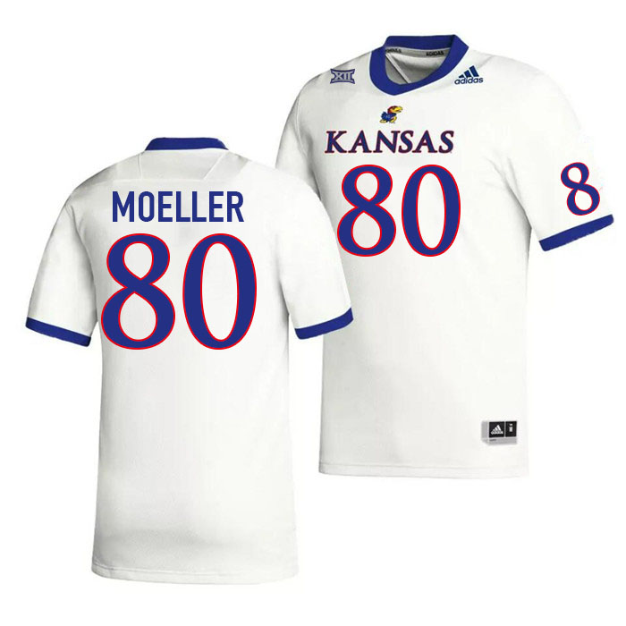 Men #80 Mack Moeller Kansas Jayhawks College Football Jerseys Stitched Sale-White - Click Image to Close